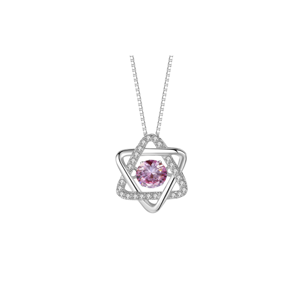 O9P Pink Gem 6 Star Pendant