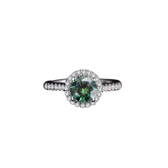 O9P Green Gem Lady Halo Ring