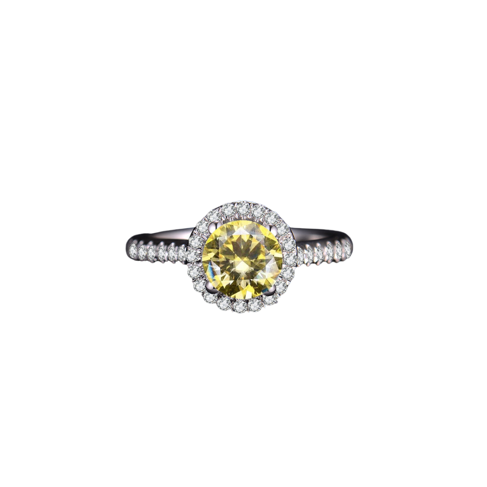O9P Yellow Gem Lady Halo Ring