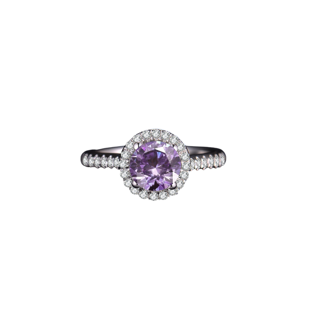 O9P Purple Gem Lady Halo Ring