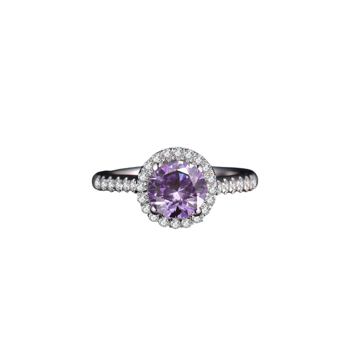 O9P Purple Gem Lady Halo Ring