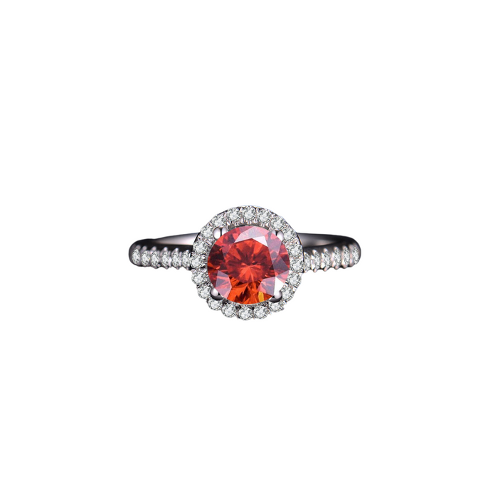 O9P Red Gem Lady Halo Ring
