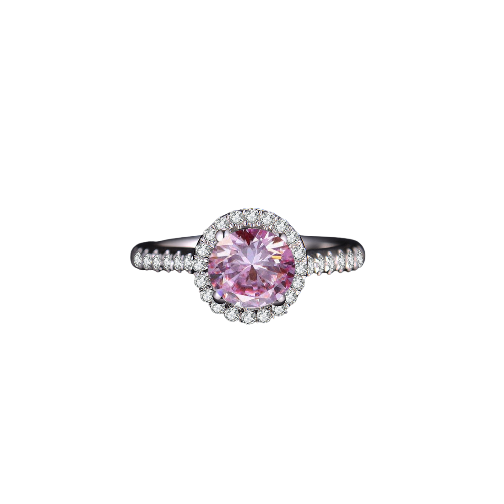 O9P Pink Gem Lady Halo Ring