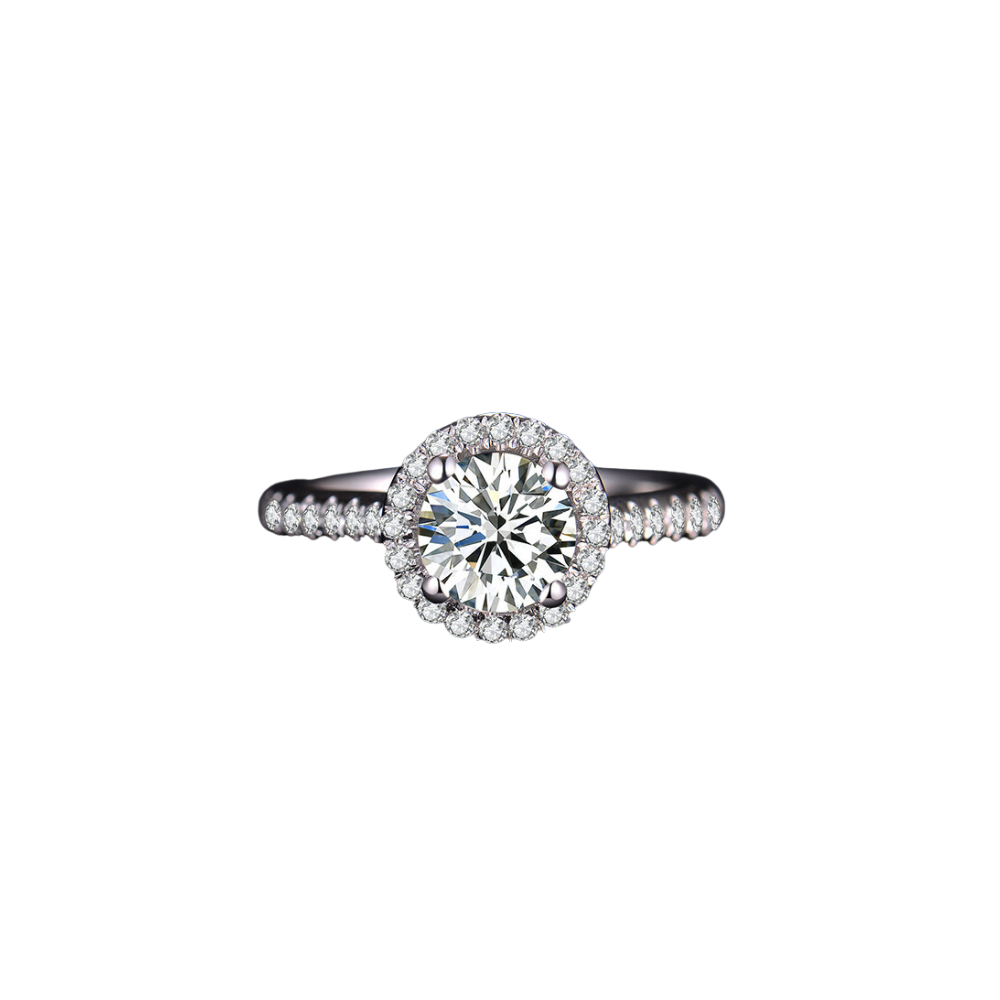 O9P White Gem Lady Halo Ring