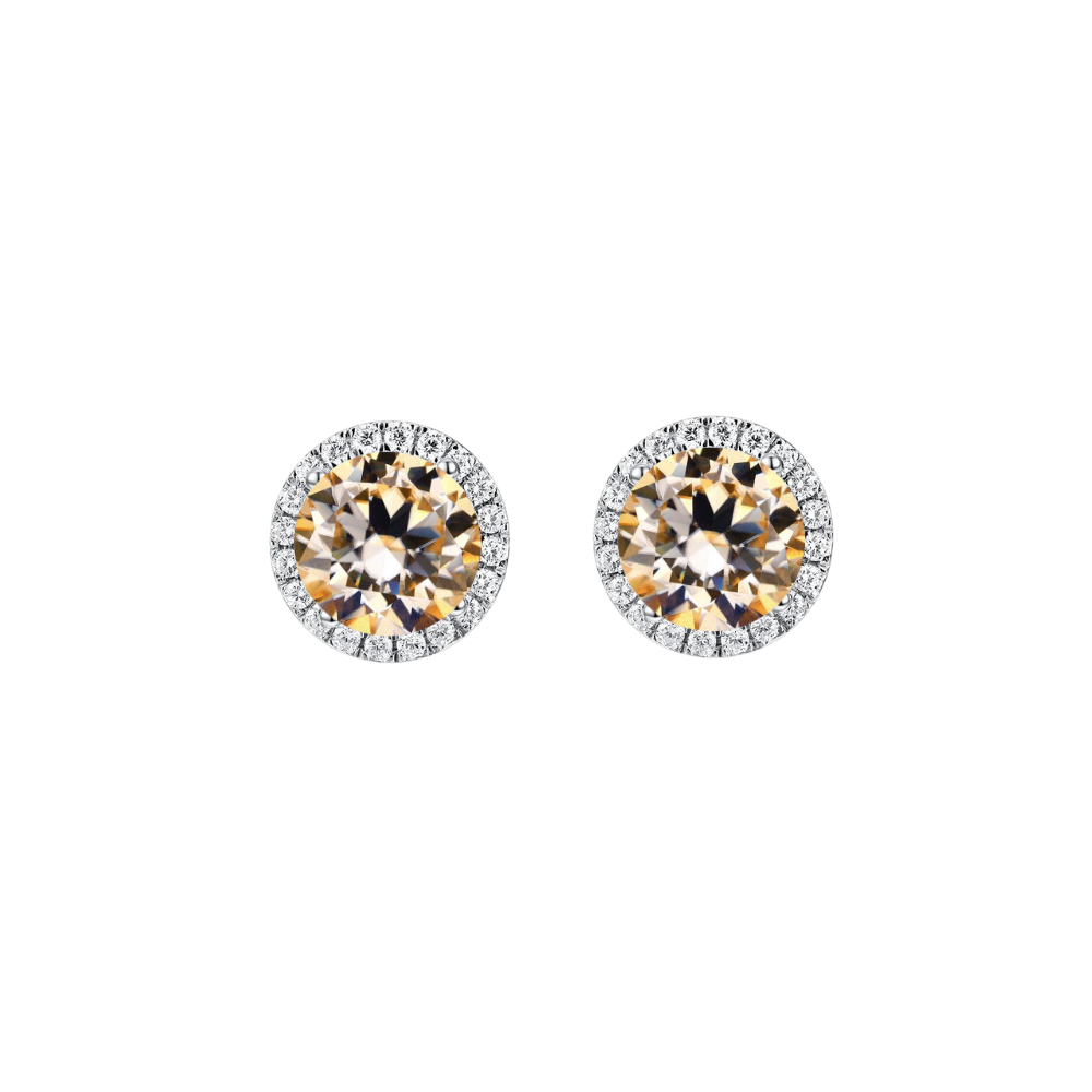 O9P Champagne Gem Halo Earrings