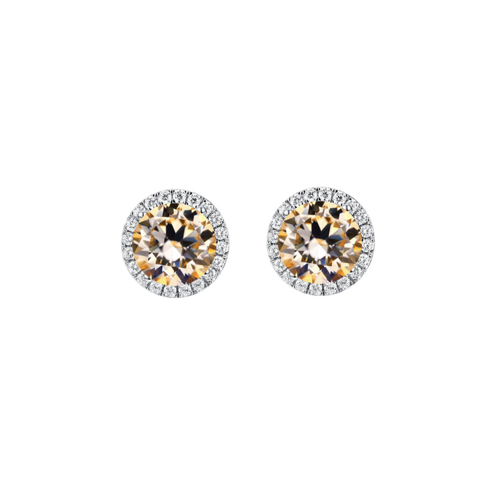 O9P Champagne Gem Halo Earrings