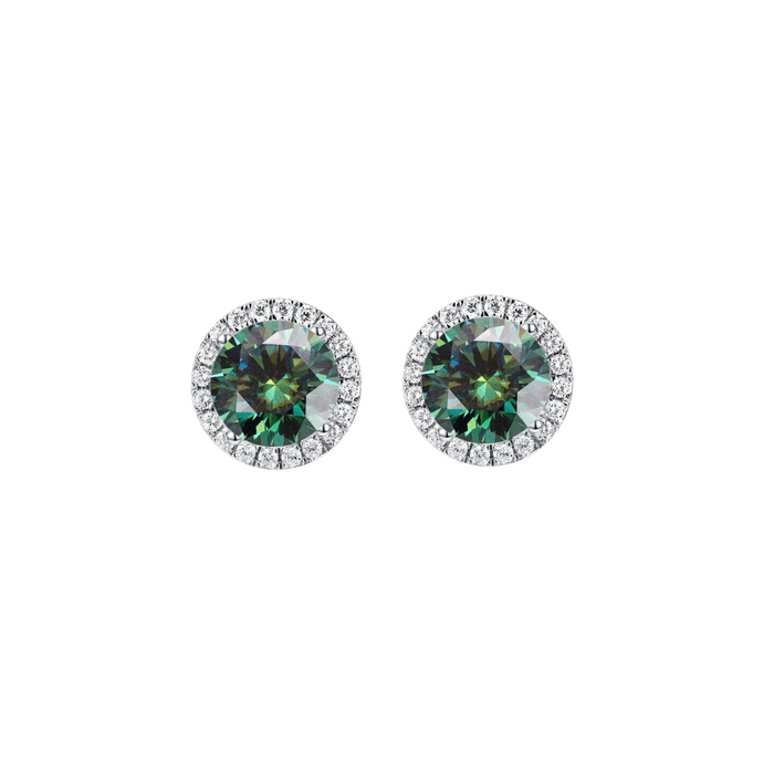 O9P Green Gem Halo Earrings