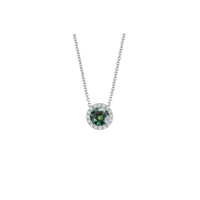 O9P  Green Gem Halo Necklace