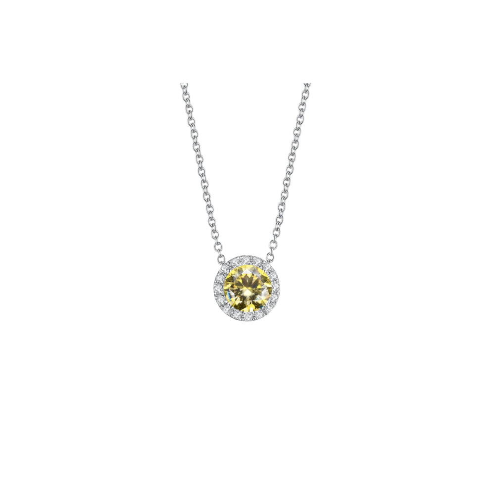 O9P Yellow Gem Halo Necklace