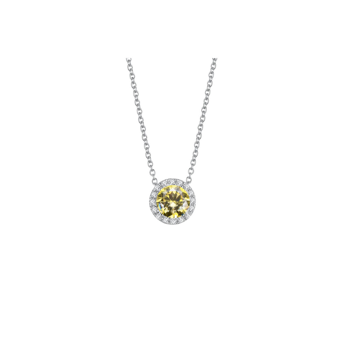 O9P Yellow Gem Halo Necklace