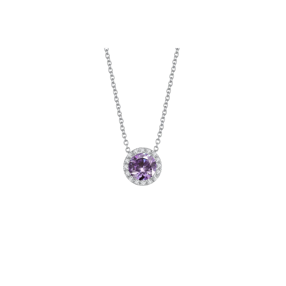 O9P Purple Gem Halo Necklace