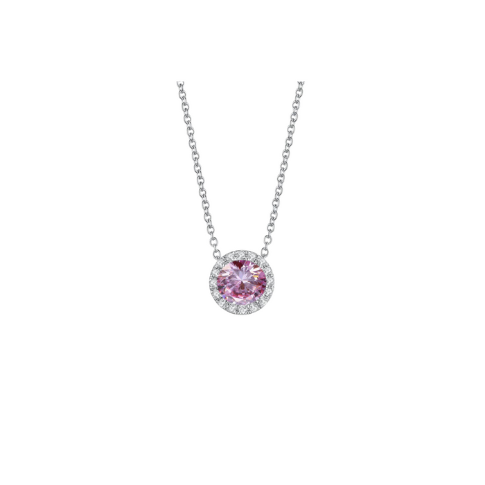 O9P Pink Gem Halo Necklace