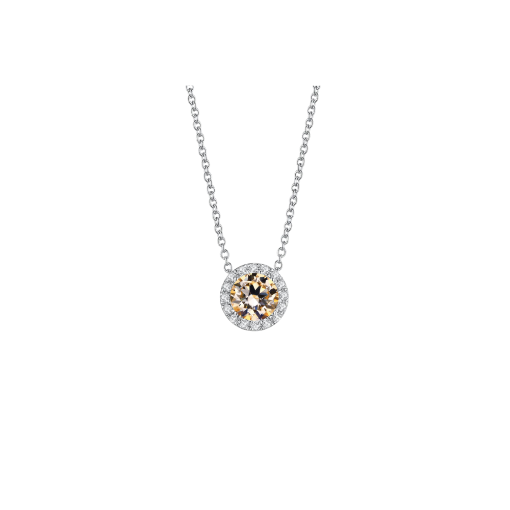 O9P Champagne Gem Halo Necklace