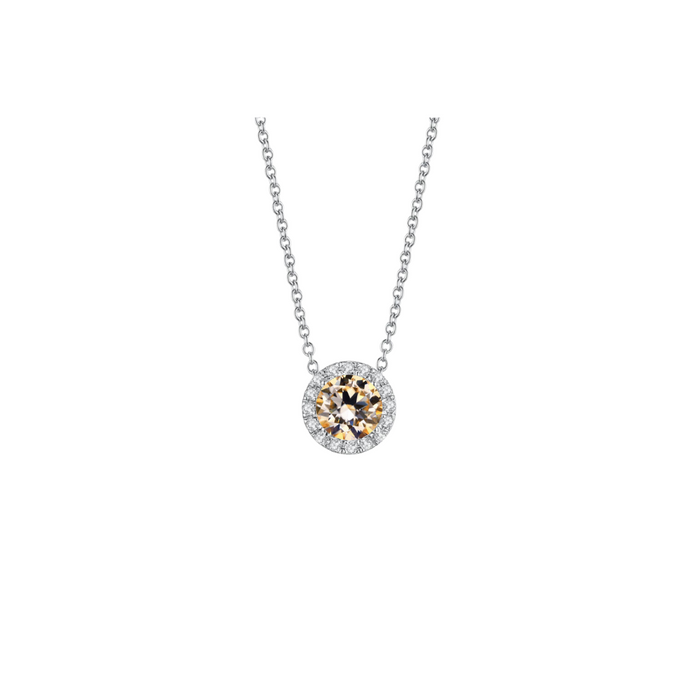 O9P Champagne Gem Halo Necklace
