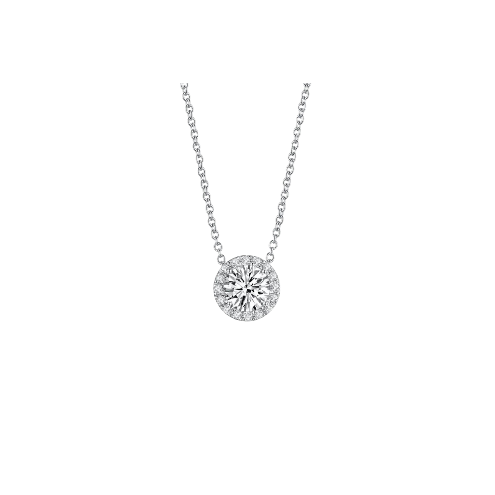 O9P White Gem Halo Necklace