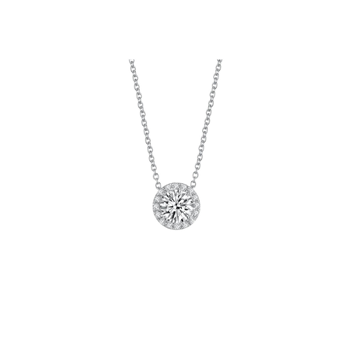 O9P White Gem Halo Necklace